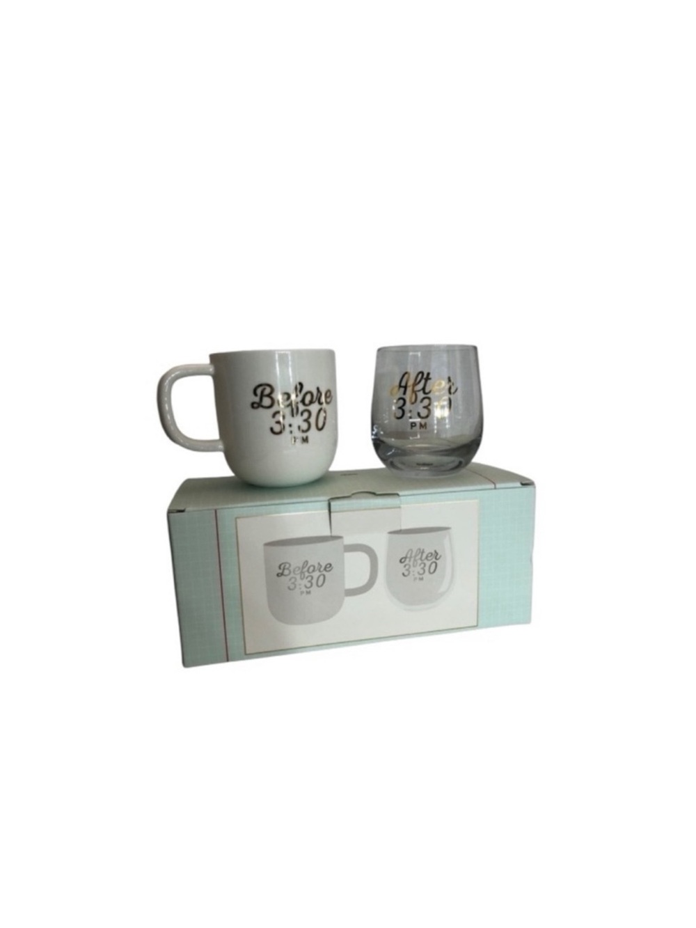 Indigo NWT mug & wine glass gift set in a box novelty gift idea glassware coffee